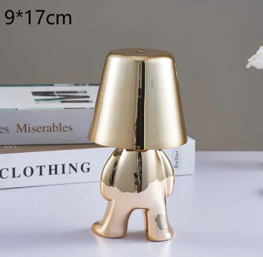 Modern Bedside Light Cute Golden Man Cordless Night Light